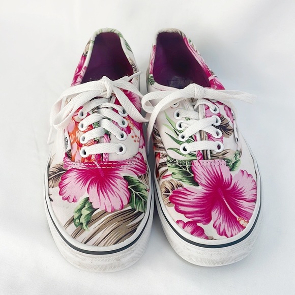 VANS Floral Canvas Sneakers Lace Up Size 8